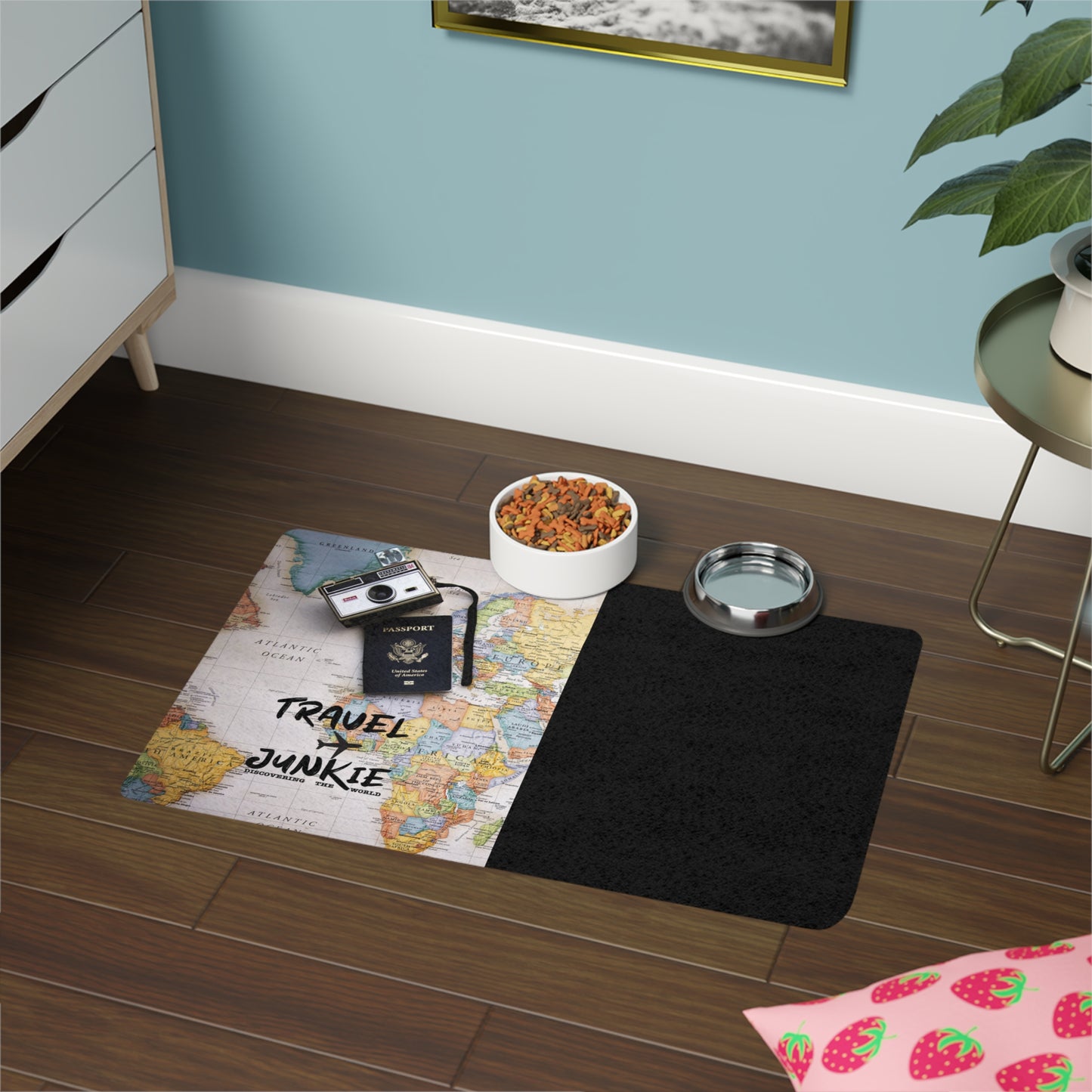 Travel Junkie Pet Food Mat - Stylish 12x18 Dog Feeding Mat