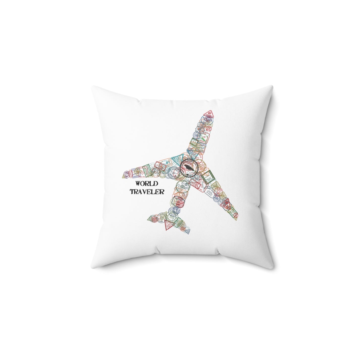 World Traveler Faux Suede Pillow - Travel-Themed Home Decor