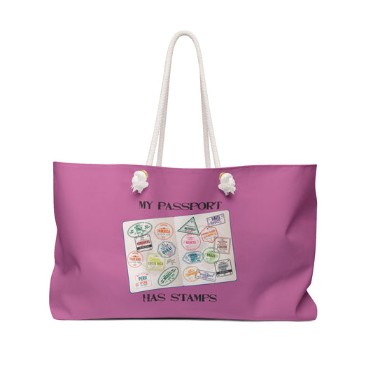 My Passport Has Stamps Weekender Bag PINK– Perfect Travel Companion for Adventurers